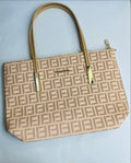 FENDI "ZUCCA" BAG SATCHEL WITH TAN LEATHER - STYLE STRAP
