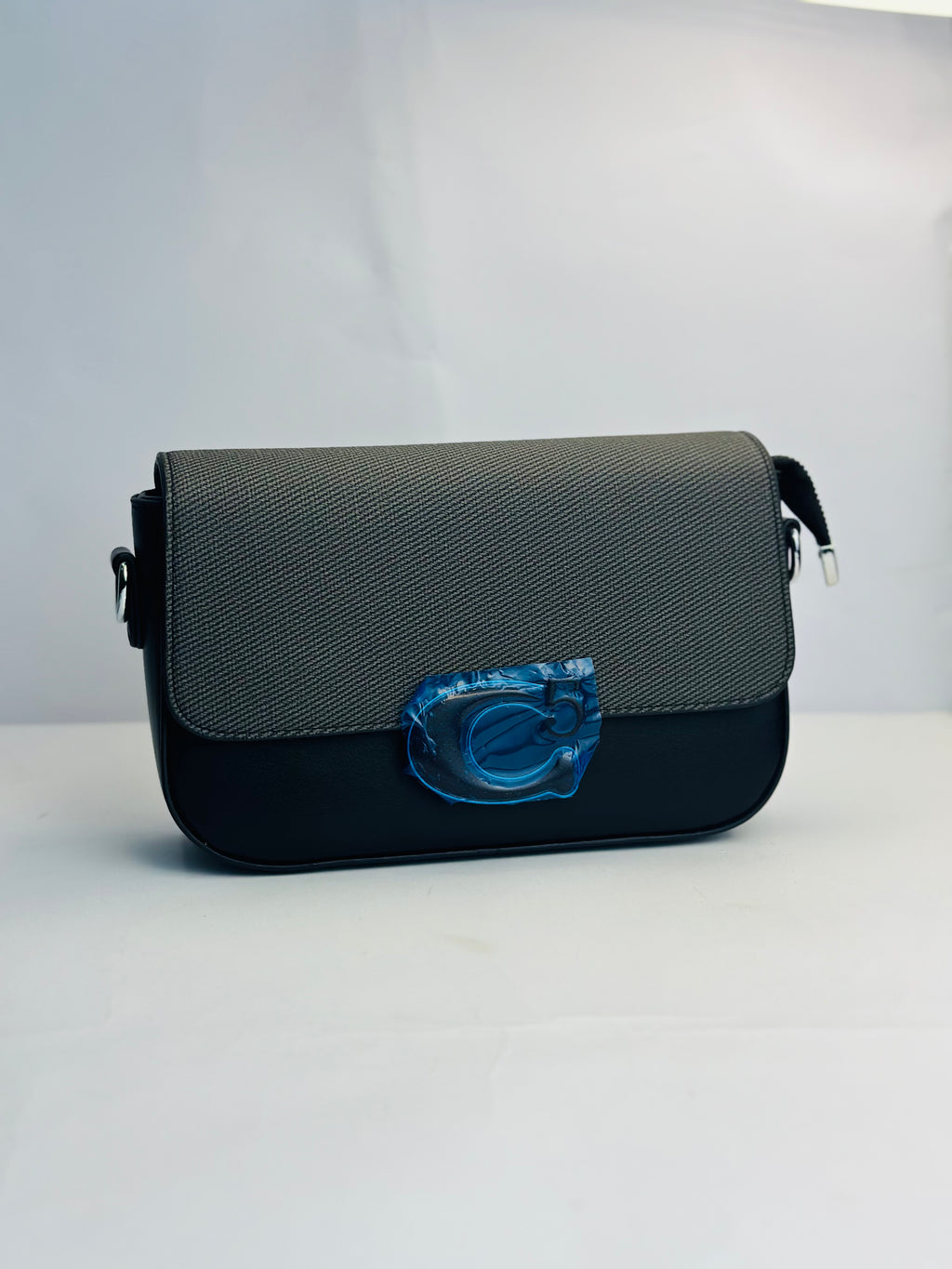COACH STYLE SIGNATUREN"C" LOGO CROSSBODY BAG - GREY&BLACK