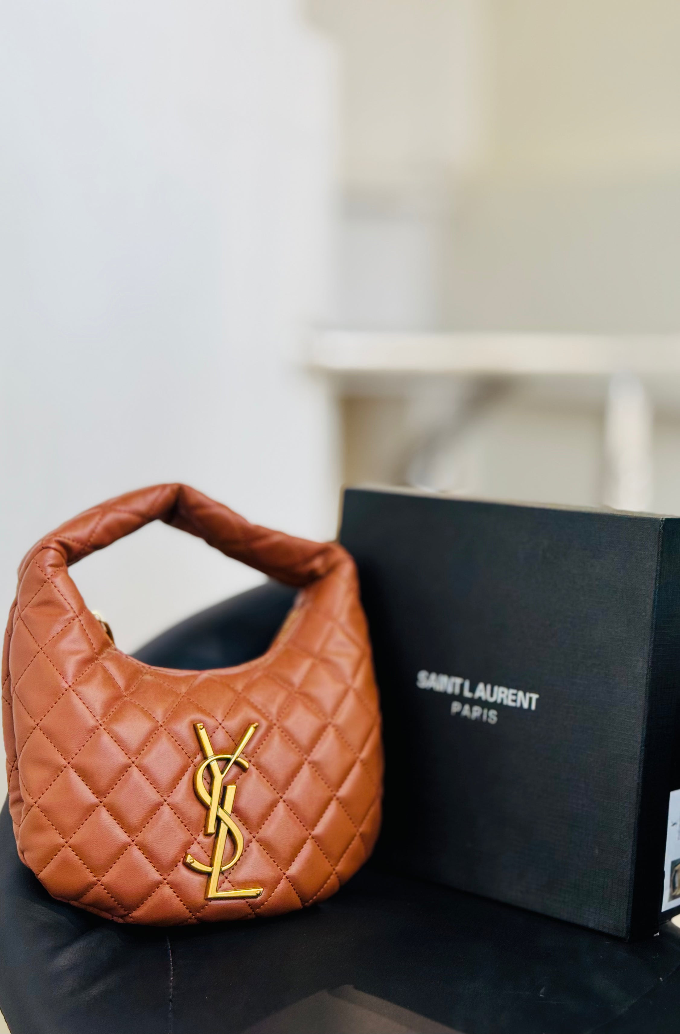 Saint Laurent Quilted Hobo Bag | Iconic YSL Shoulder Handbag with Gold Hardware